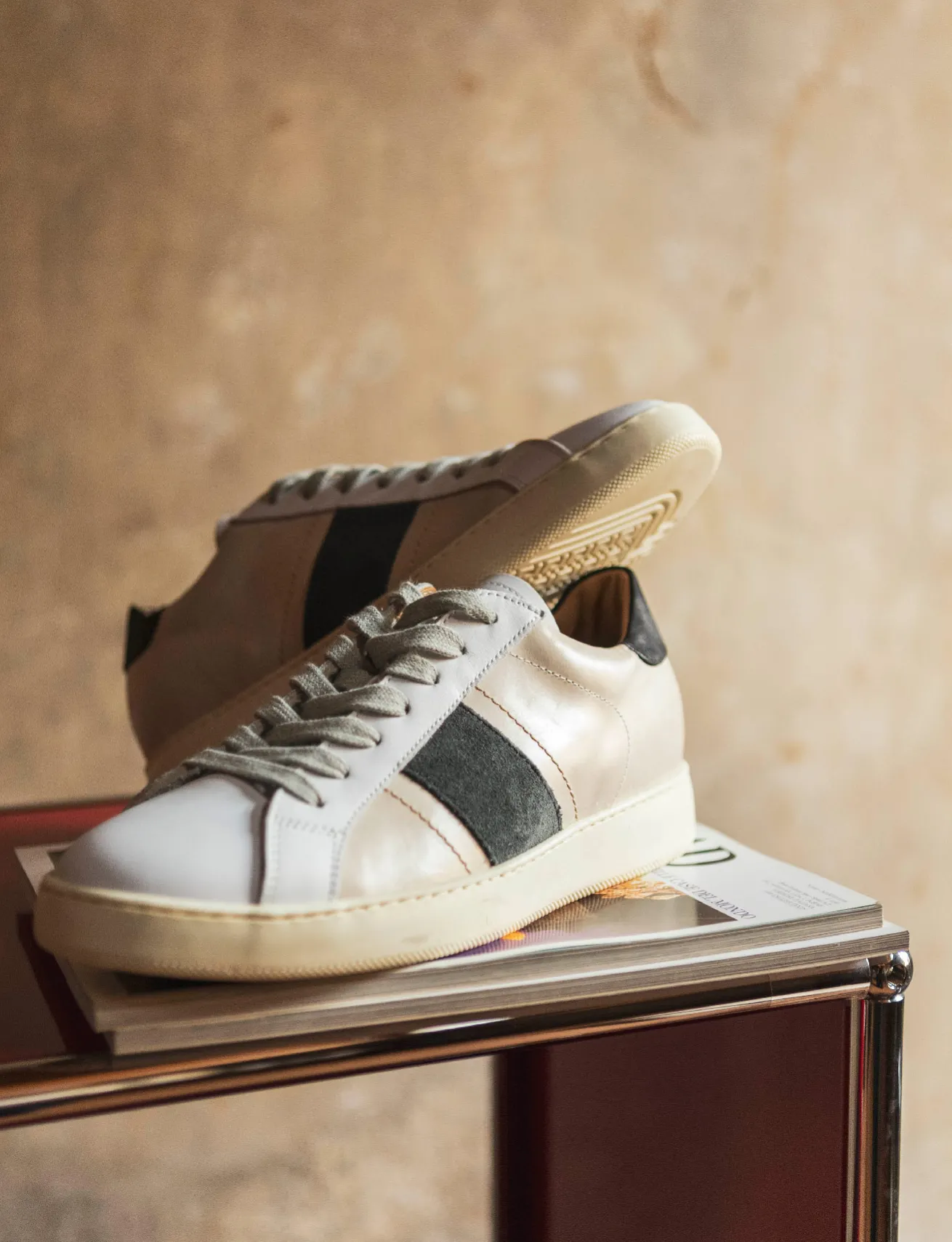 Sneakers pelle beige