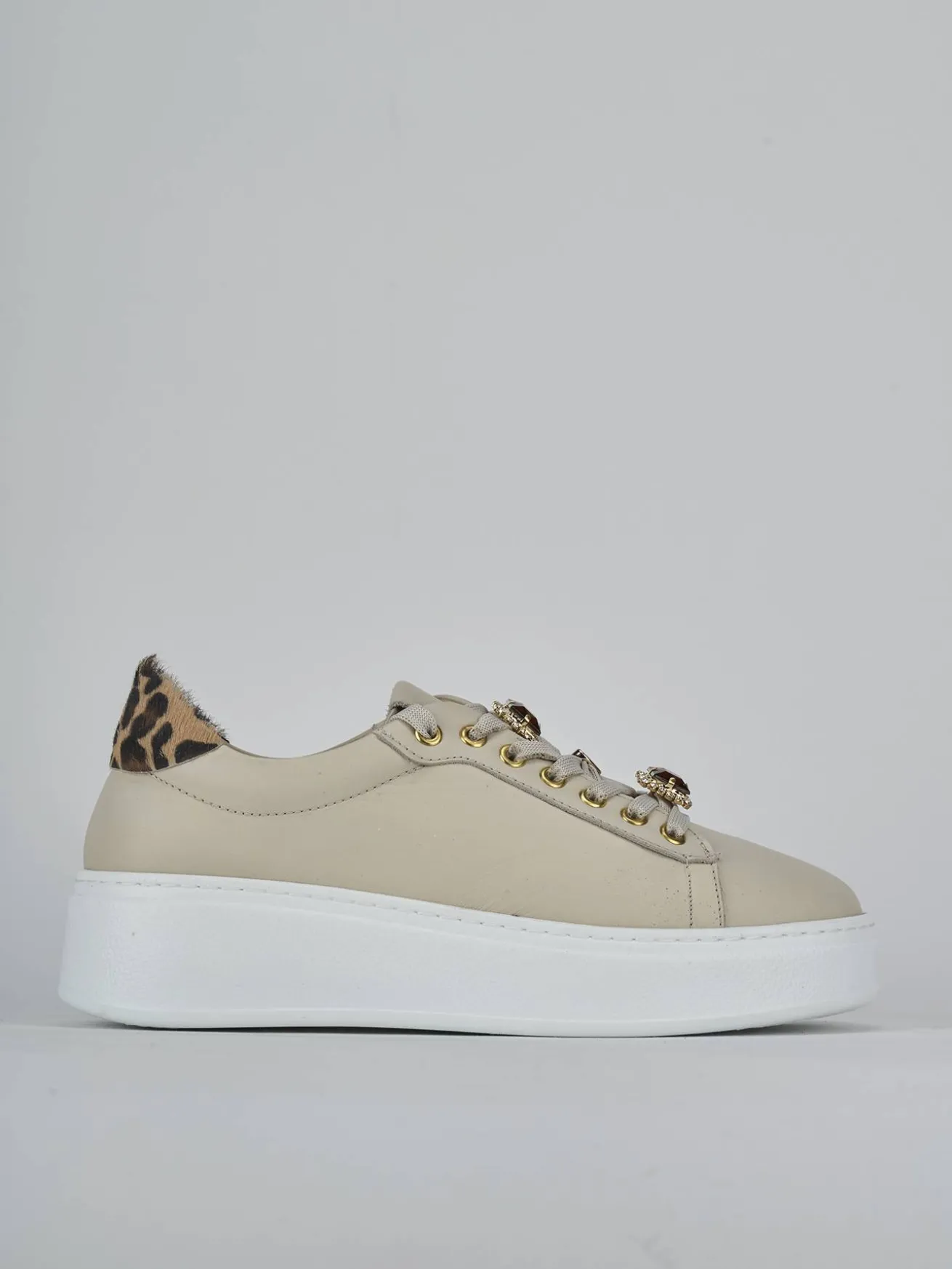 Sneakers pelle beige