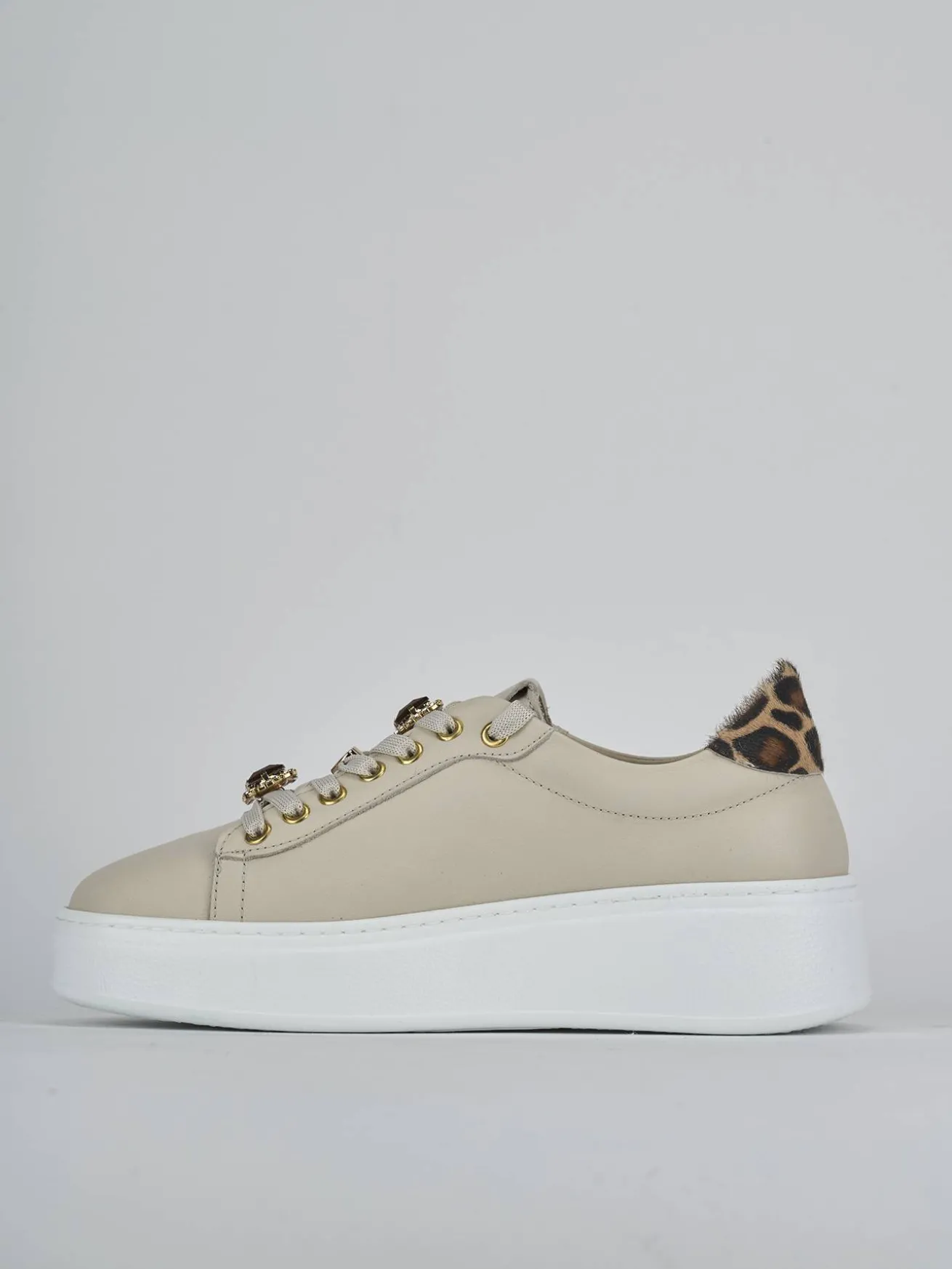 Sneakers pelle beige