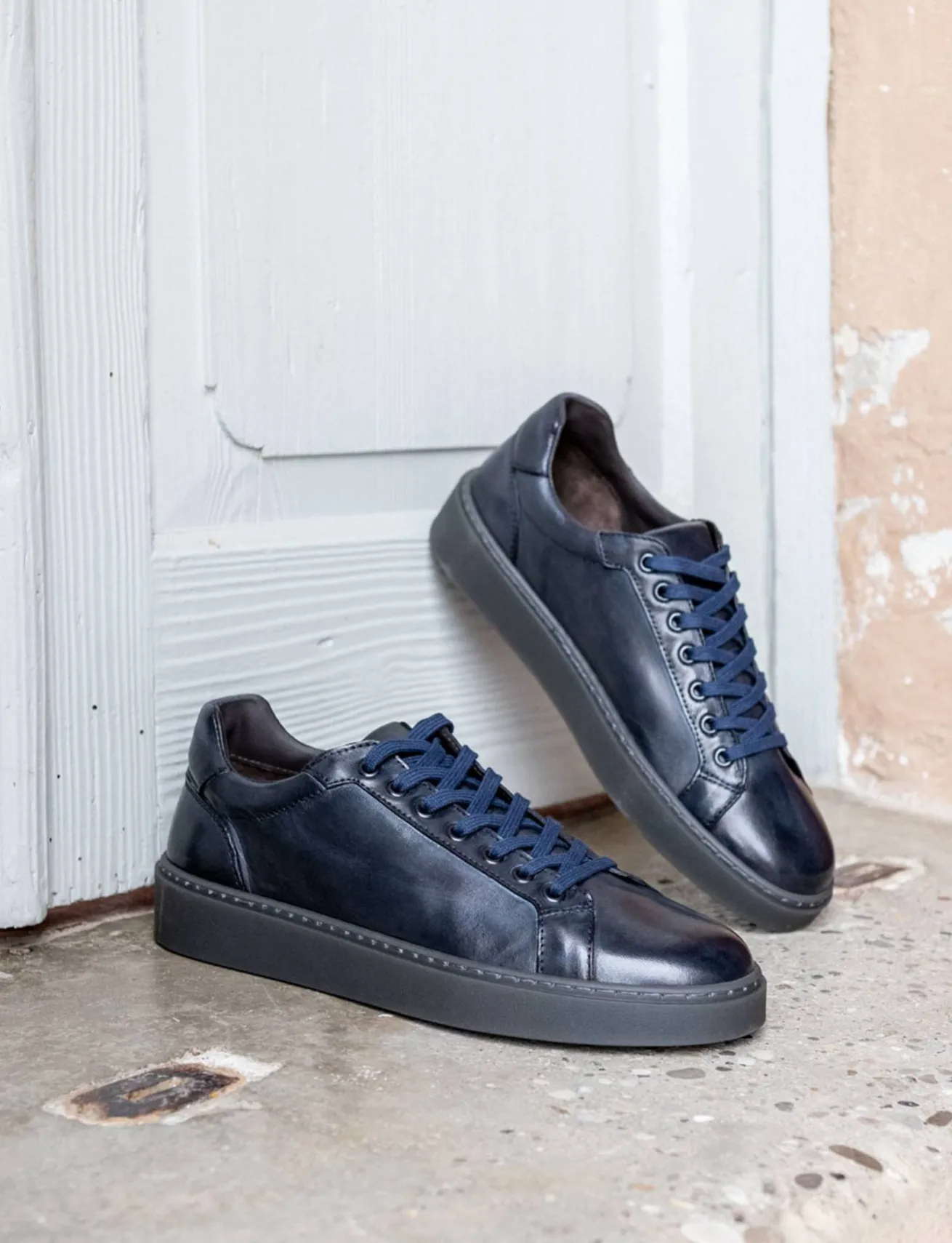 Sneakers pelle blu