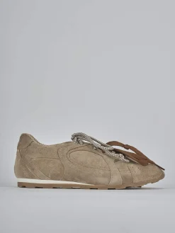 Sneakers tacco 1cm camoscio beige