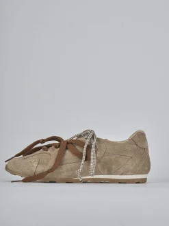 Sneakers tacco 1cm camoscio beige