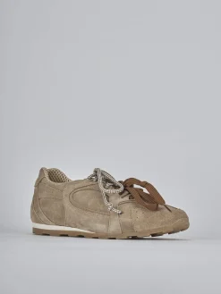 Sneakers tacco 1cm camoscio beige