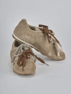 Sneakers tacco 1cm camoscio beige