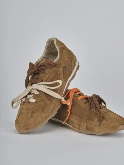 Sneakers tacco 1cm camoscio marrone