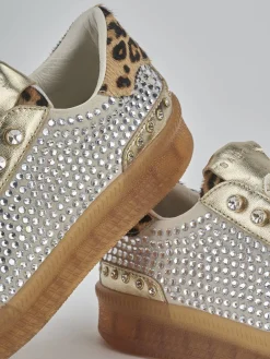 Sneakers tacco 1cm laminato oro