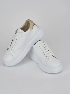Sneakers tacco 1cm pelle bianco