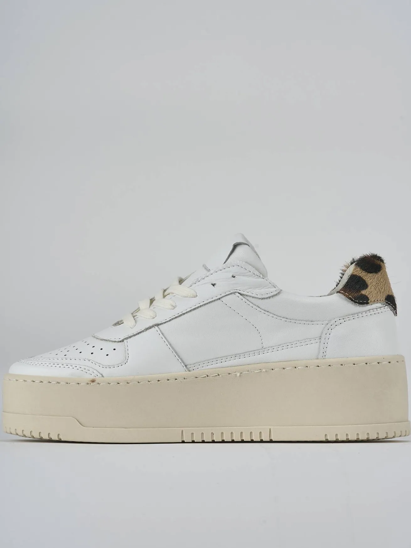 Sneakers tacco 3cm pelle bianco