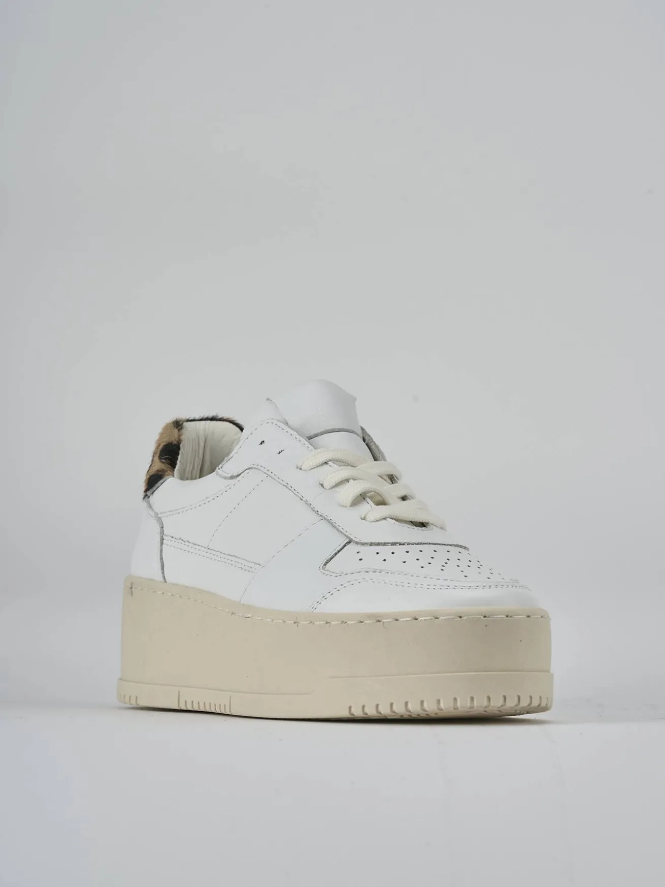 Sneakers tacco 3cm pelle bianco