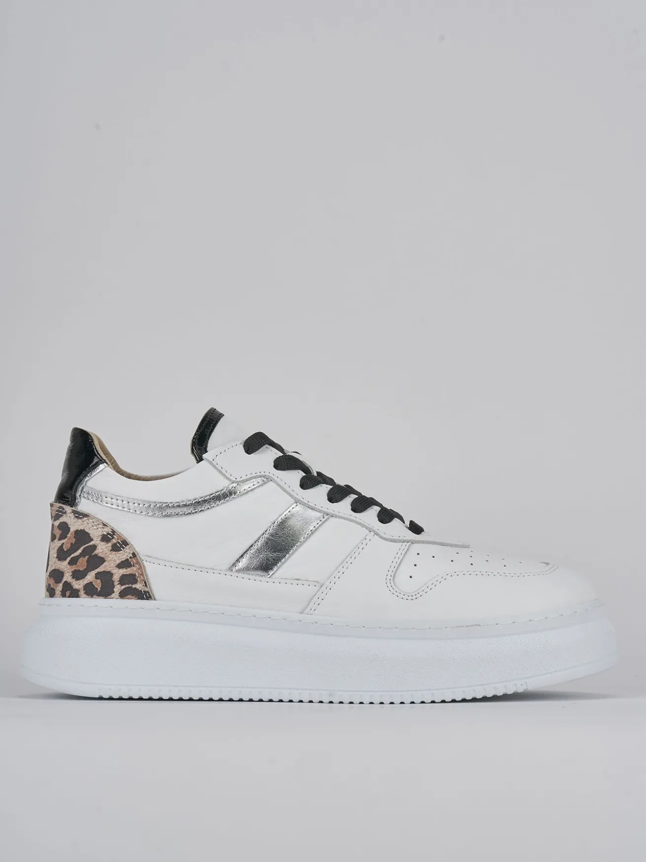 Sneakers tacco 1cm pelle bianco