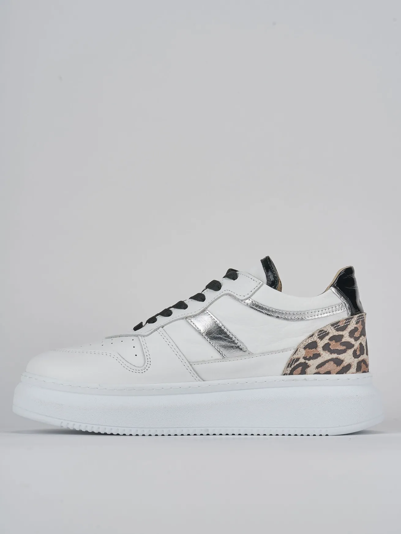 Sneakers tacco 1cm pelle bianco