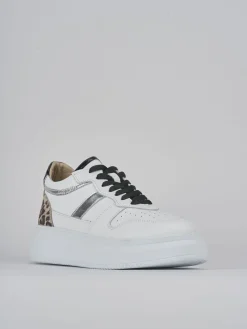 Sneakers tacco 1cm pelle bianco