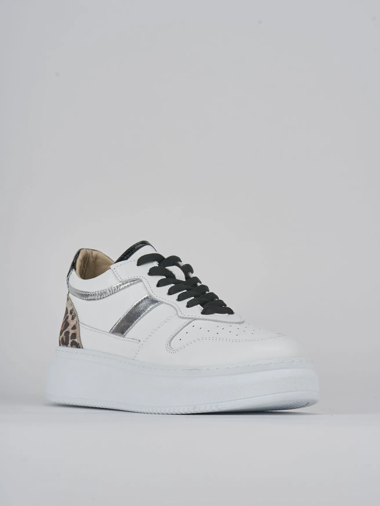 Sneakers tacco 1cm pelle bianco