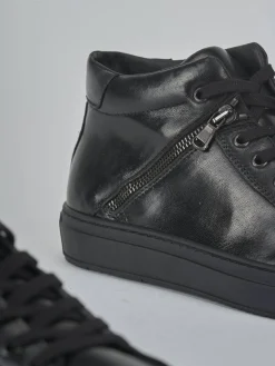 Sneakers tacco 1cm pelle nero