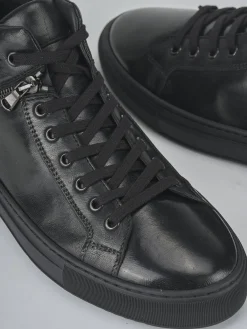 Sneakers tacco 1cm pelle nero