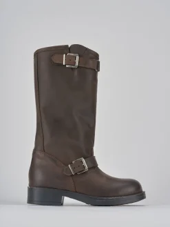 Stivale biker tacco 3 cm testa pelle