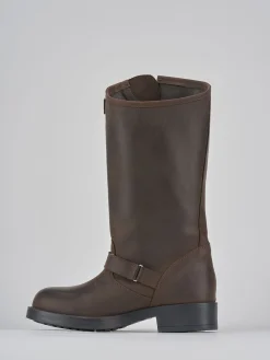 Stivale biker tacco 3 cm testa pelle