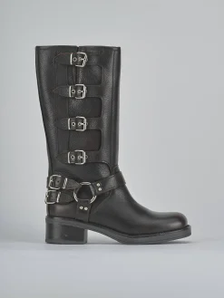 Stivale biker tacco 4 cm testa pelle