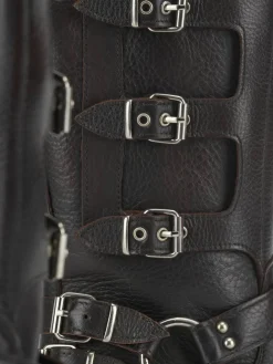 Stivale biker tacco 4 cm testa pelle