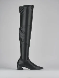 Stivale scosciato tacco 5cm nero pelle