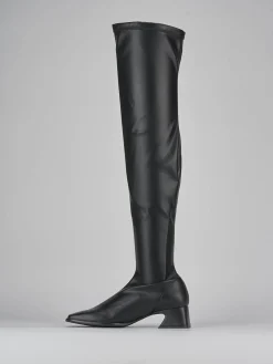 Stivale scosciato tacco 5cm nero pelle