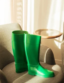 Stivale tacco 2 cm verde gomma