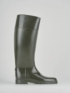 Stivale tacco 2 cm verde gomma