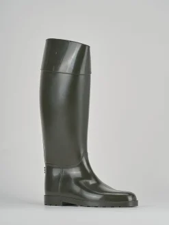 Stivale tacco 2 cm verde gomma