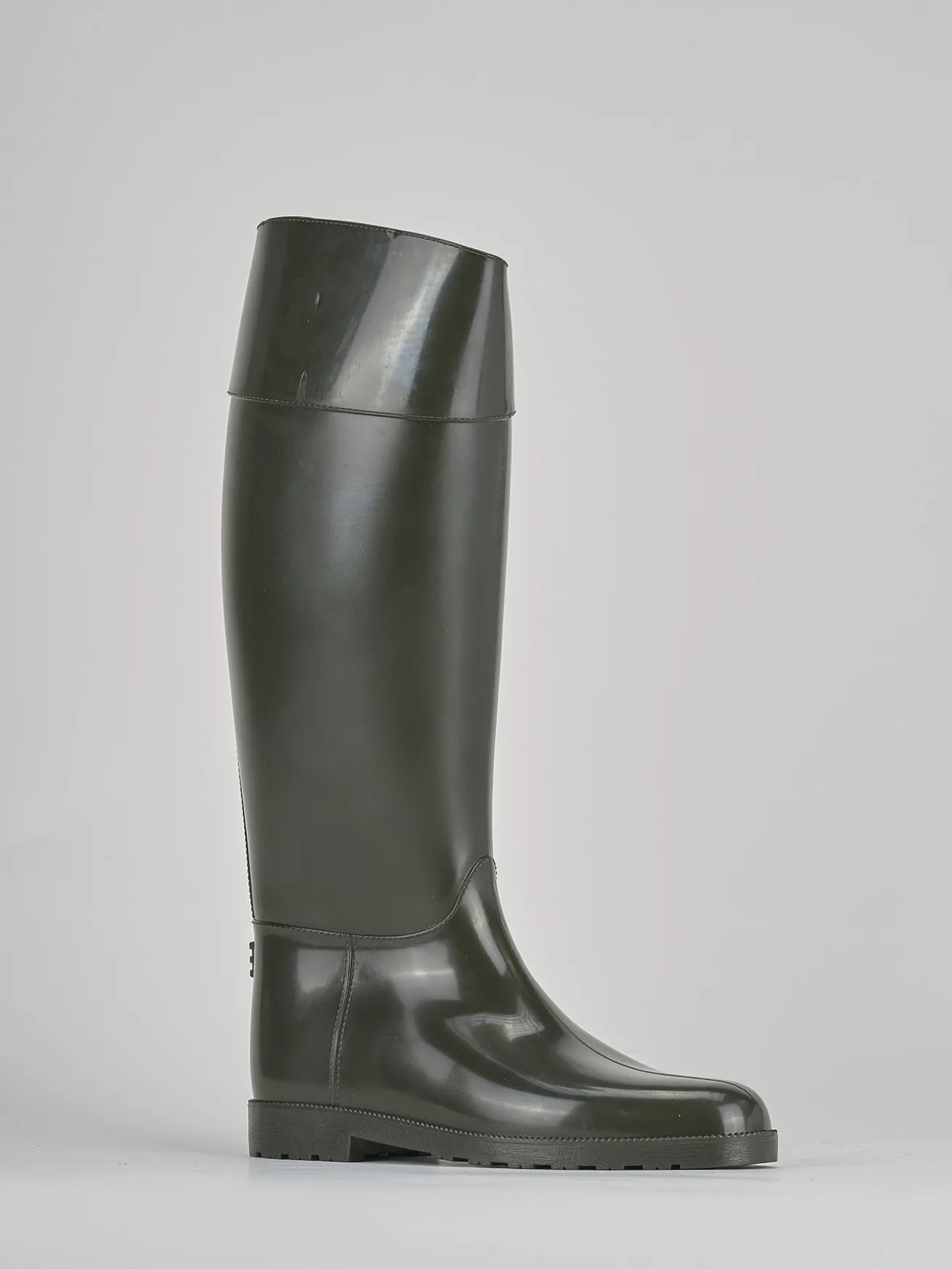 Stivale tacco 2 cm verde gomma