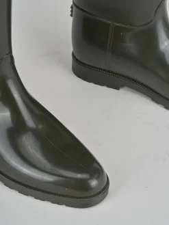 Stivale tacco 2 cm verde gomma