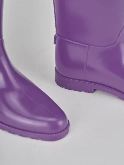 Stivale tacco 2 cm viola gomma