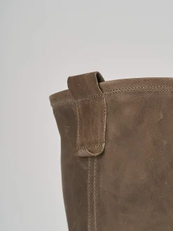 Stivale tacco 1 cm beige pelle