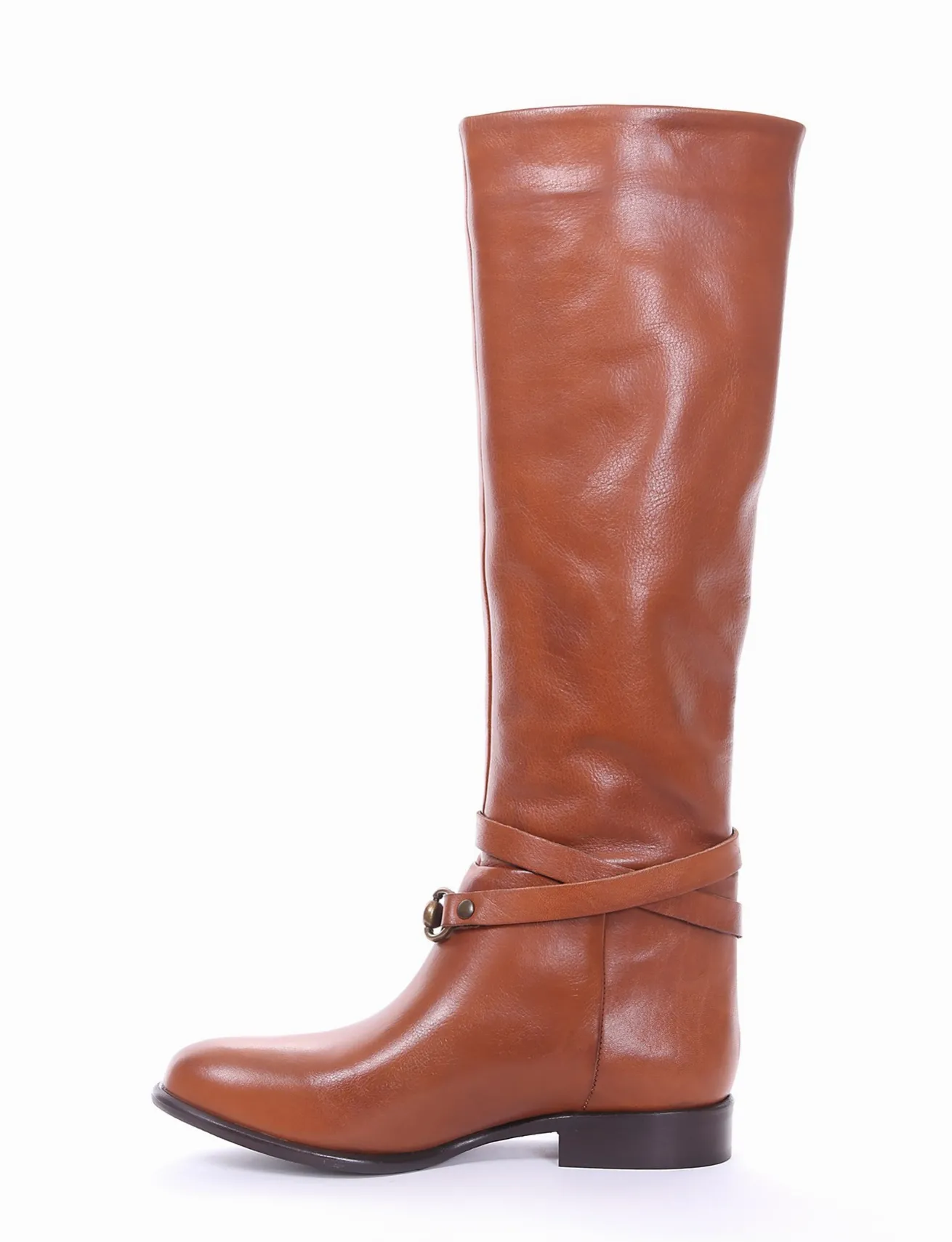 stivale tacco 2 cm cuoio