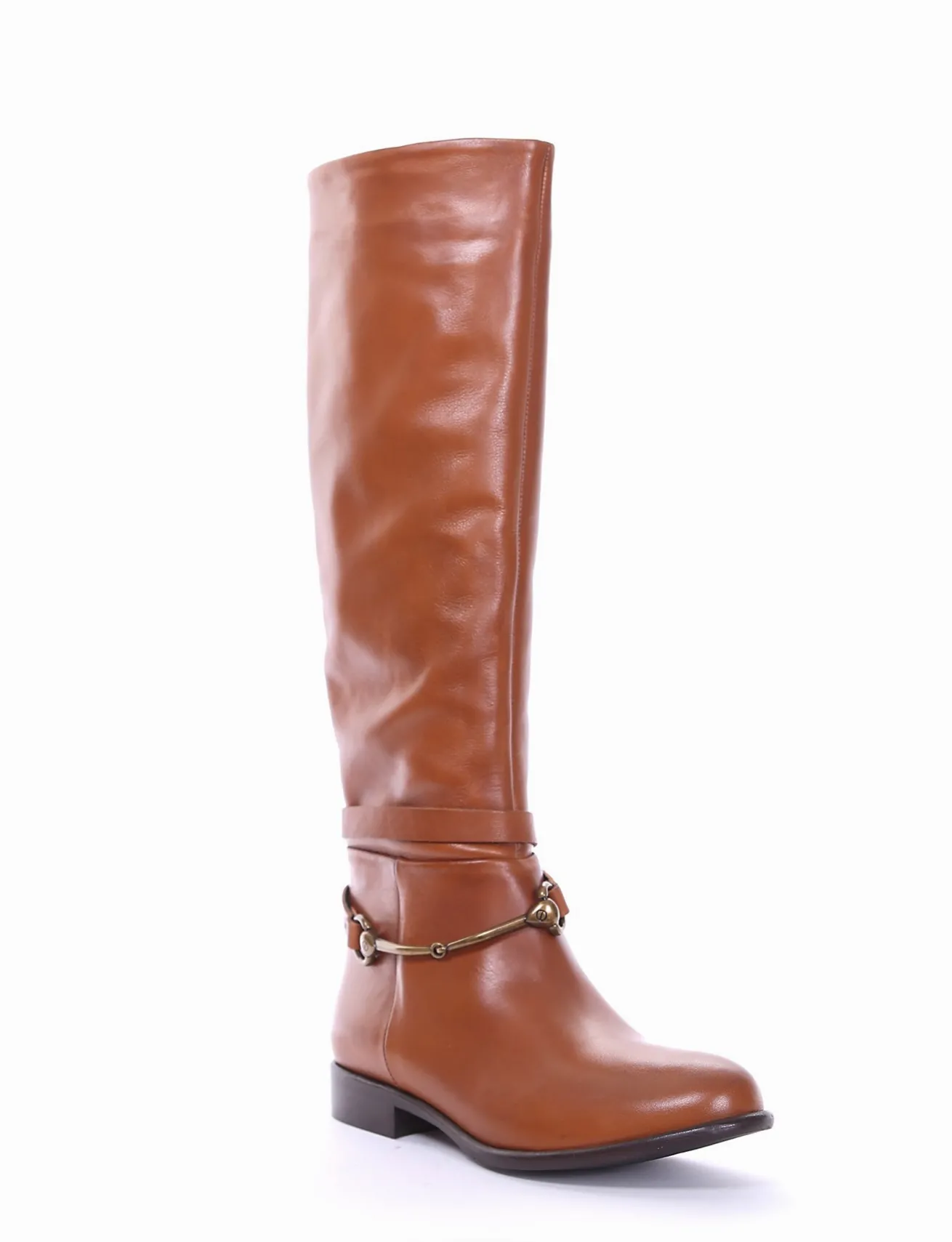 stivale tacco 2 cm cuoio