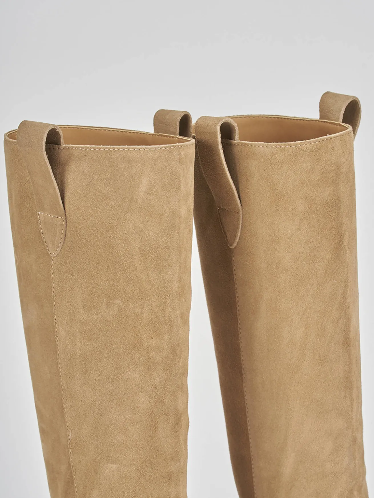 Stivale tacco 1 cm marrone camoscio