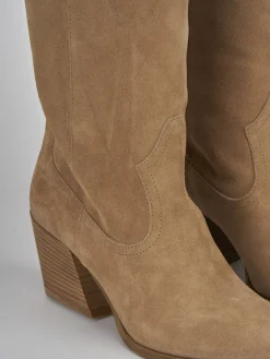 Stivale tacco 7 cm marrone camoscio