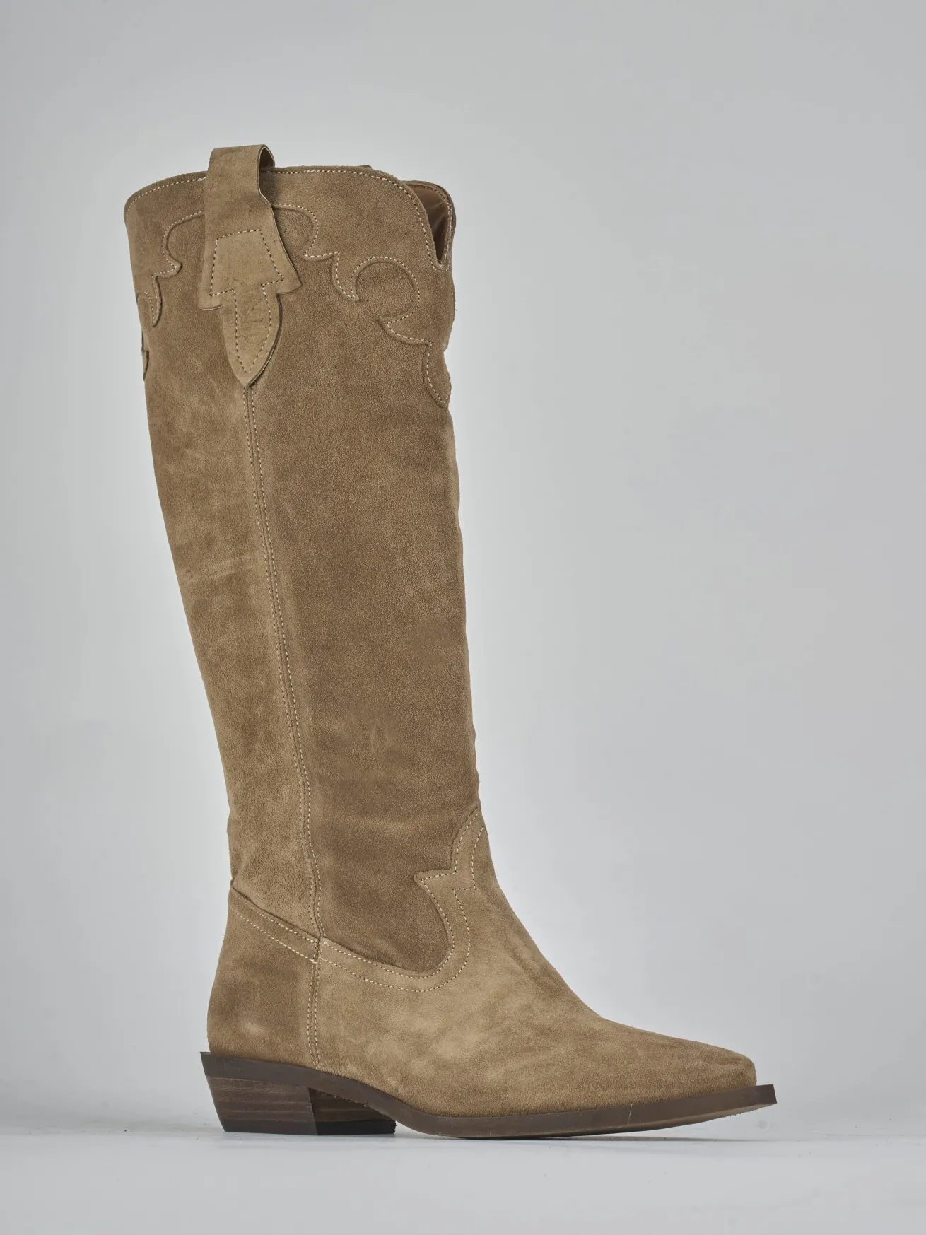 Stivale tacco 3 cm marrone camoscio