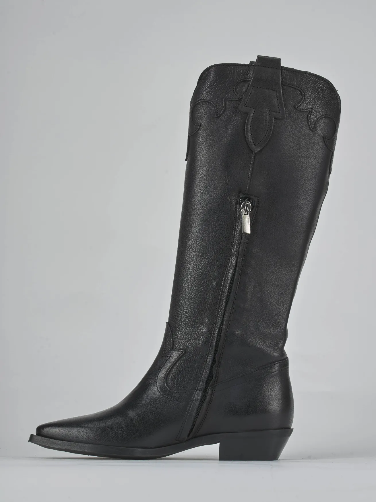 Stivale tacco 3 cm nero pelle