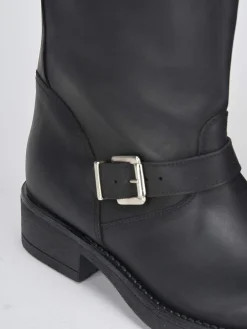 Stivale tacco 2 cm nero pelle