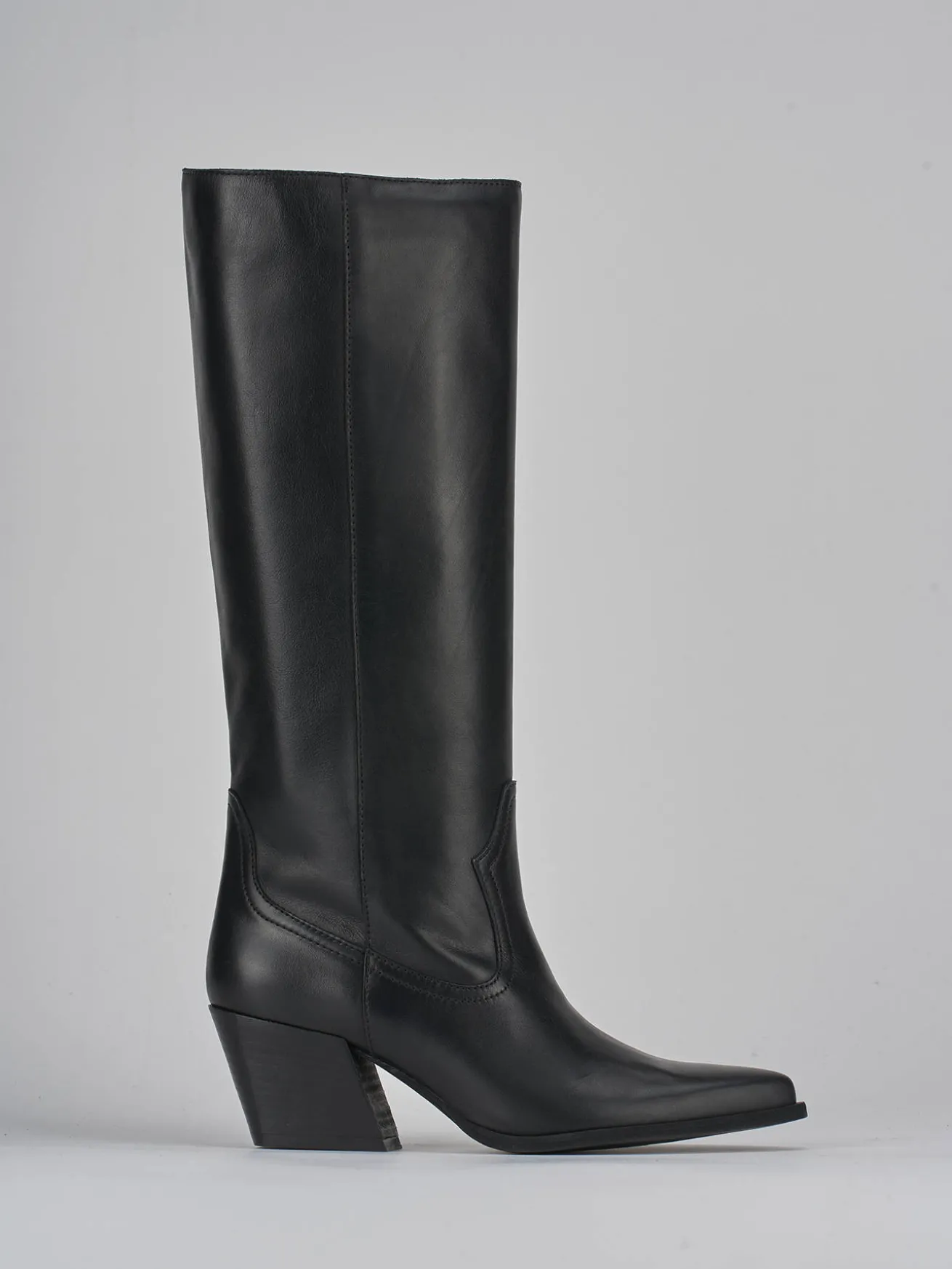 Stivale tacco 7 cm nero pelle