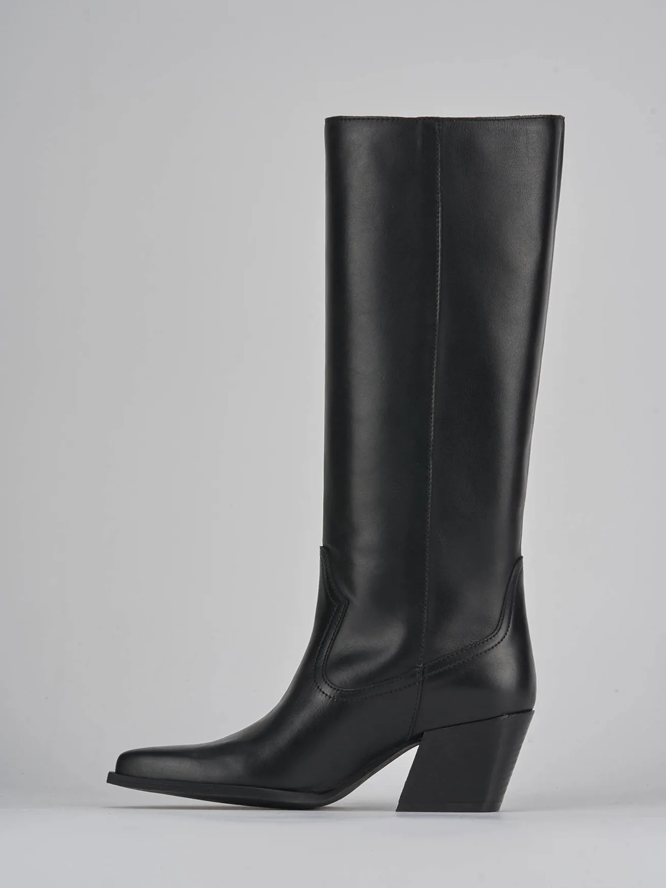 Stivale tacco 7 cm nero pelle