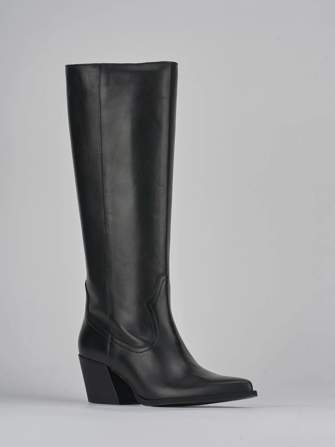 Stivale tacco 7 cm nero pelle