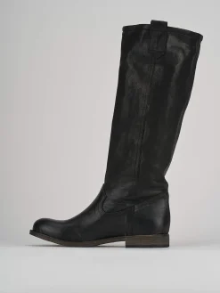 Stivale tacco 1 cm nero pelle