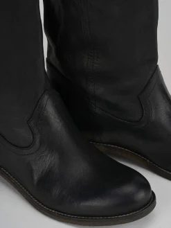 Stivale tacco 1 cm nero pelle