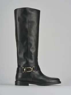 Stivale tacco 2 cm nero pelle