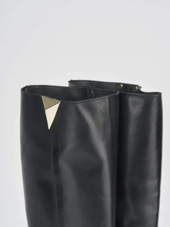 Stivale tacco 1 cm nero pelle