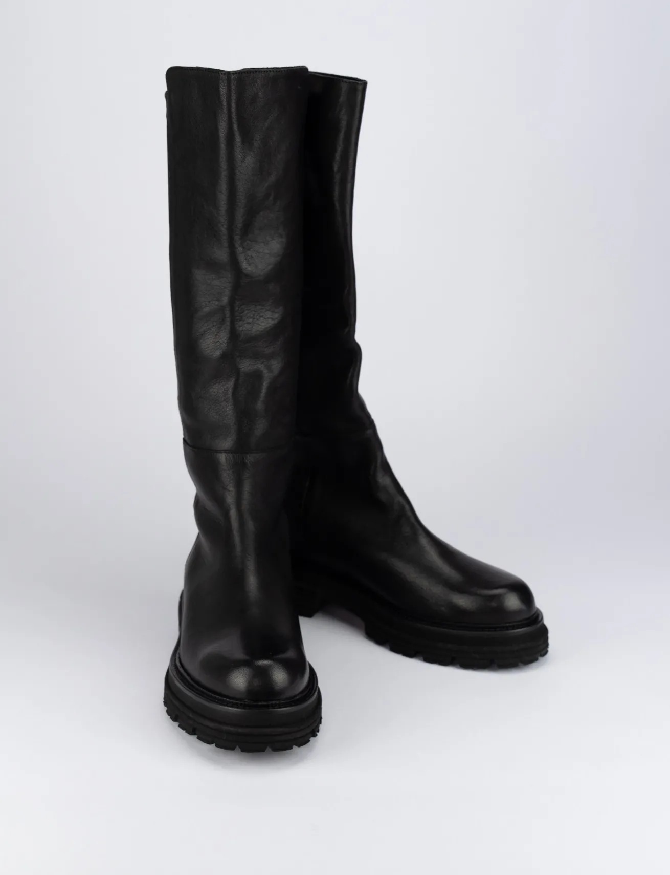 Stivale tacco 2 cm nero pelle