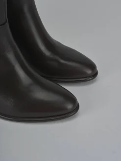 Stivale tacco 5 cm testa pelle