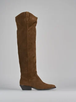 Stivale tacco 3 marrone camoscio