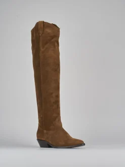 Stivale tacco 3 marrone camoscio